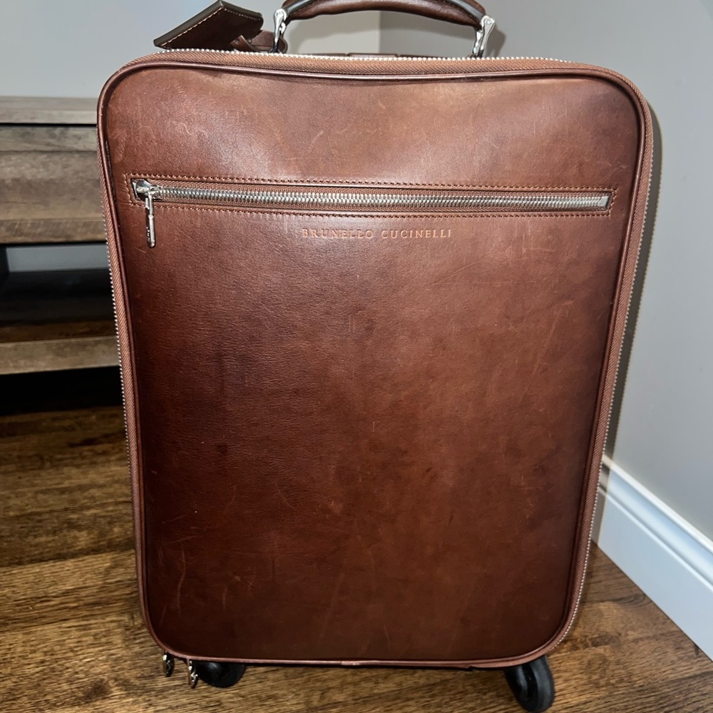 Brunello Cucinelli burnished calfskin suitcase men’s luxury suitcase